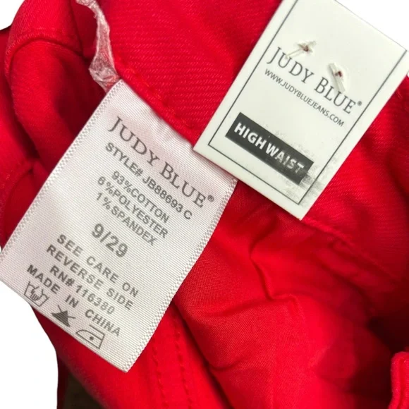 NEW Judy Blue Red Highwaisted Stretch Straight leg Jeans Size 9/29 - Picture 2 of 12